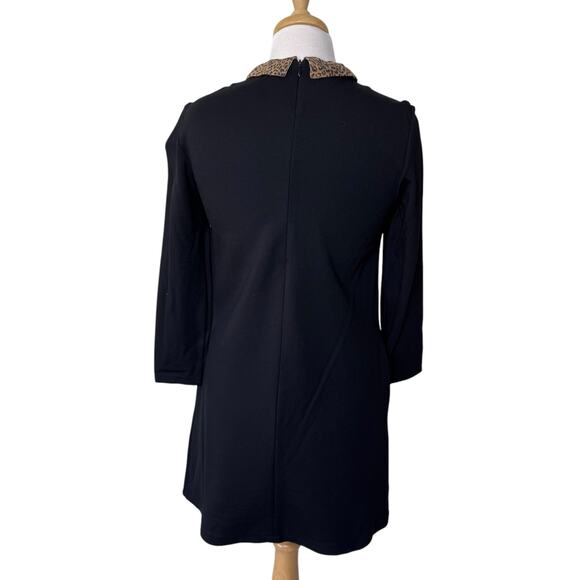 J.McLauglin Leopard Print Peter Pan Collar Mini Dress Black Size Small - Picture 2 of 10